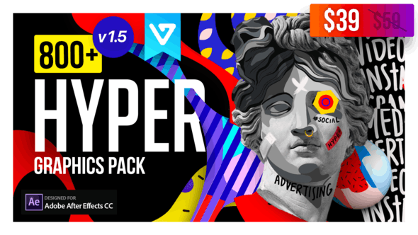 时尚创意短视频AE模版Hyper – Graphics Pack V1.5 – Videohive 24835354