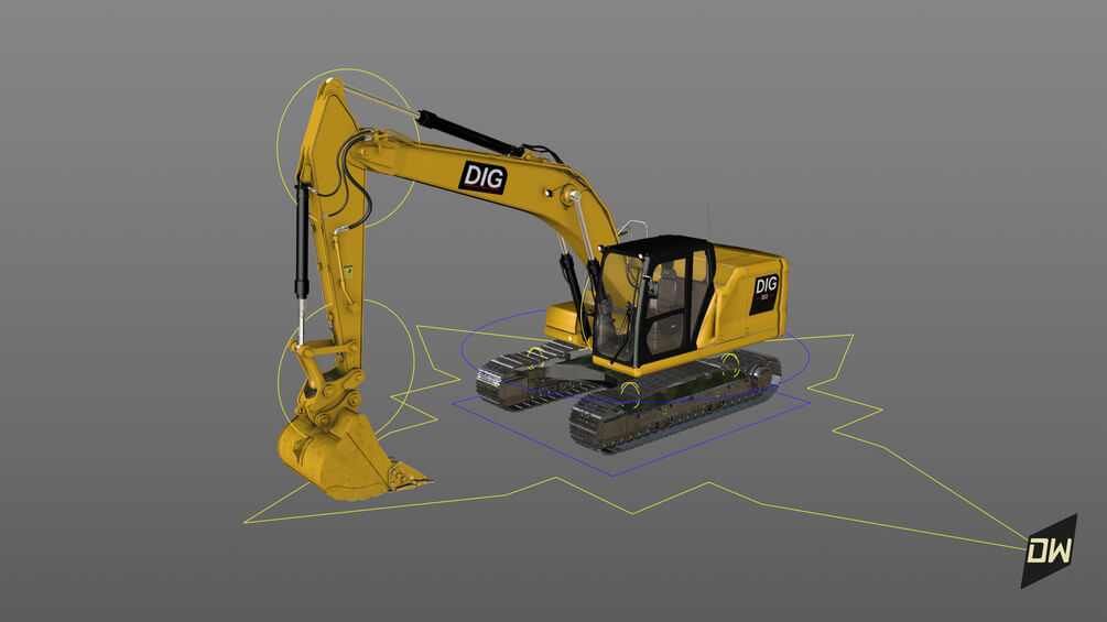 gumroad Excavator Rig for Cinema 4d 挖掘机绑定c4d工程文件