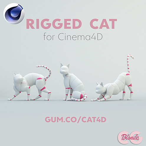 猫角色绑定装备Rigged Cat for Cinema 4D