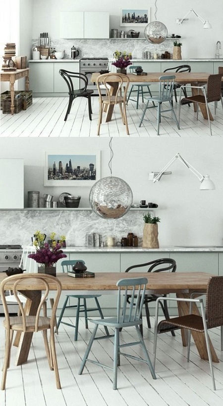 纳维亚风格的厨房室内3D模型