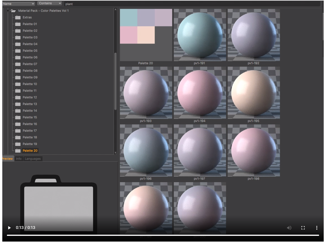Color Palettes Vol 1 - C4D Procedural Materials 20 个调色板