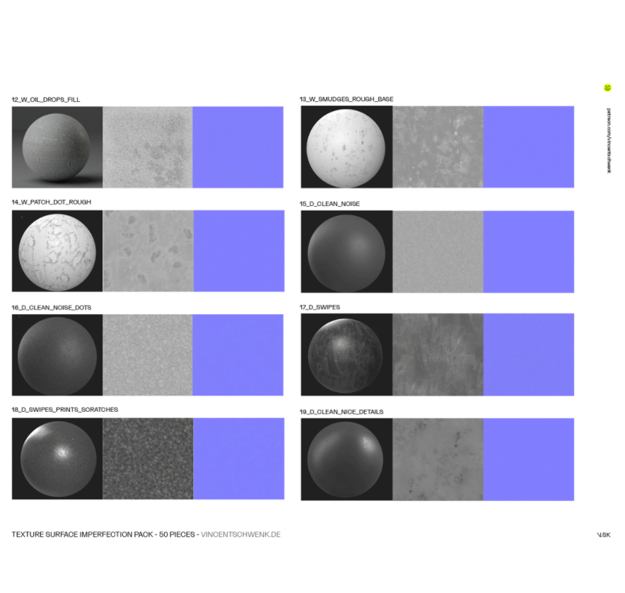 Surface Imperfection Pack - 50 Textures - 4K Tileable